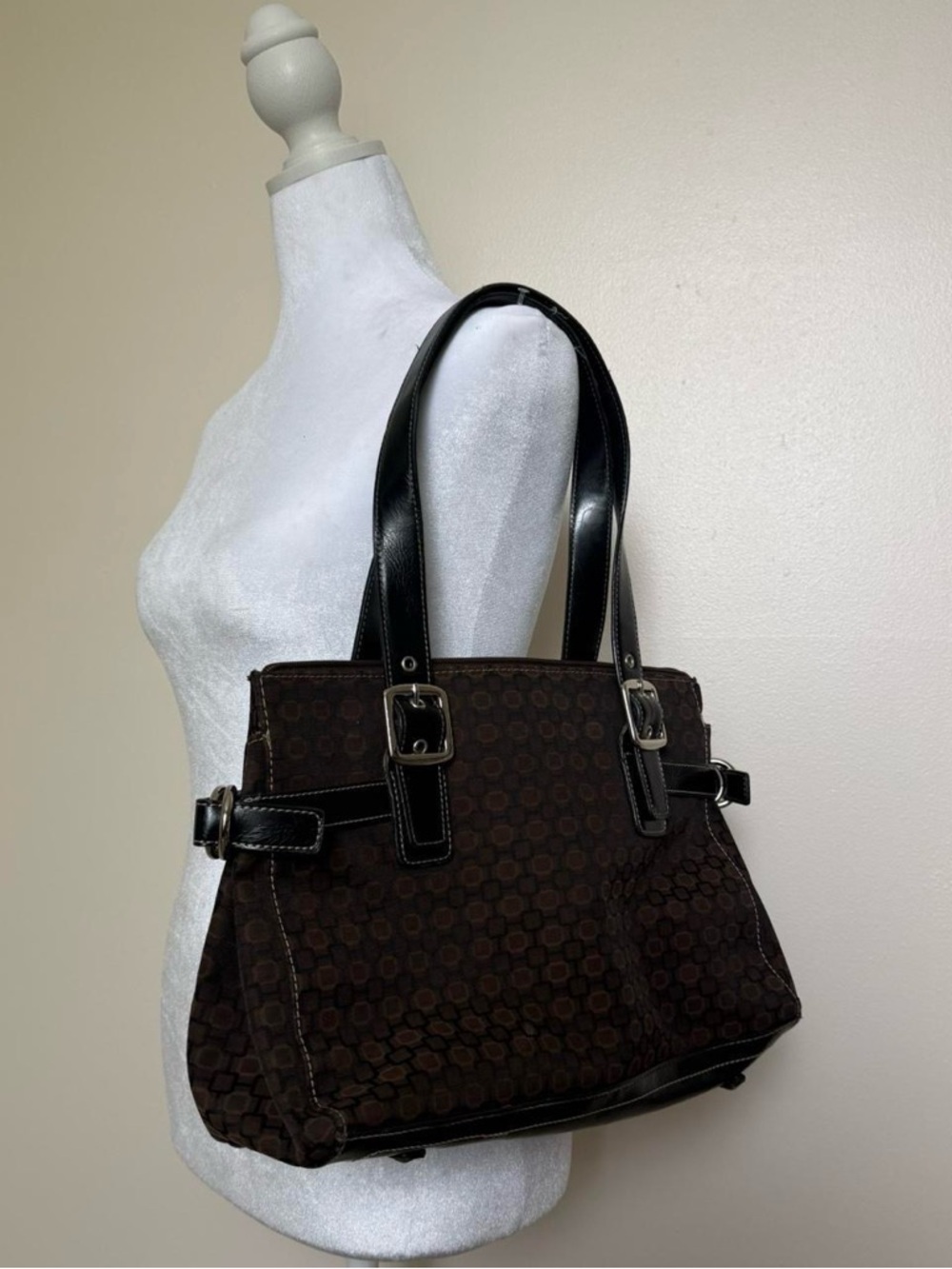 Nine West Dark Brown Shoulder Bag with Black Trim